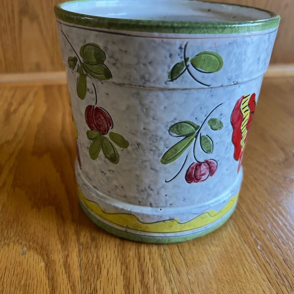 Jay Willfred Hand Painted Italian Pottery Planter‎ Butterfly Floral 30/116